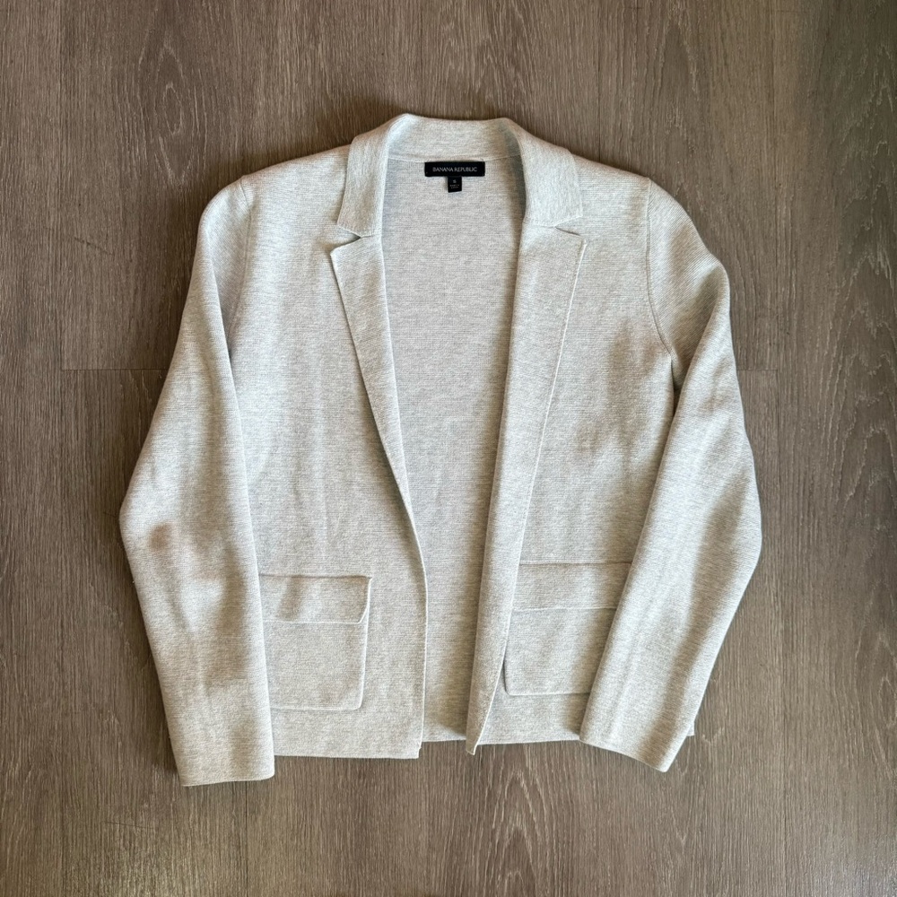 Banana Republic Cotton Blend Sweater Blazer in Light Gray